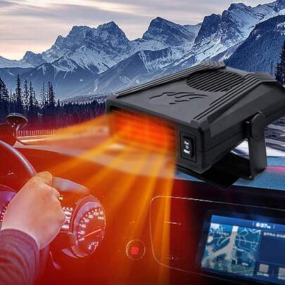 Car Heater, Portable Electronic Auto Fan Heater 12V 150W 2 In 1 Heating/Cooling Function Fast Heating Car Defrost Defogger, Black