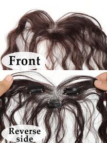 八字刘海波浪假发，合成纤维复刻版，可替换头顶刘海，增加头顶发量，遮盖白发，日常佩戴 - 彩色 - 查看 4