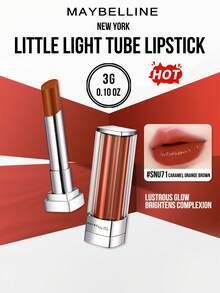 Maybelline LITTLE LIGHT TUBE LIPSTICK #SNU71 Caramel Orange Brown (3G/0.10OZ), Contain Hyaluronic Acid Hydrating, 1-Swipe Intense Smoky Pink Pigment, Lustrous Glassy Glow (Brightens Complexion), 8H Nonon-Dleing &Up-Tokd Clip Luxe Case, Beginner-Friendly 3-Step Application for 3D Plump Lips – Ideal for Daily Sophisticated Makeup - 查看 2