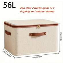 1/2 paquetes de cestas de almacenamiento con tapa con cremallera, cajas de almacenamiento con tapa de tela plegables, lavables, organizador de estantería de armario, contenedor con asas, caja de almacenamiento plegable y portátil para dormitorio, organizador de ropa y edredón a prueba de polvo, para debajo de la cama (Beige) - Beis - Ver 18