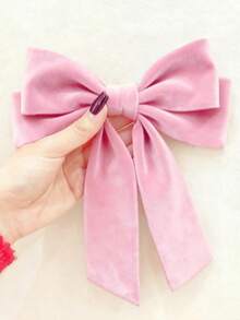 1 pieza Lazo grande de terciopelo rosa con pinza de cocodrilo, accesorio de regalo de San Valentín y Año Nuevo para mujeres y niñas, lazo rosa, pinzas de pelo, pasador de pelo