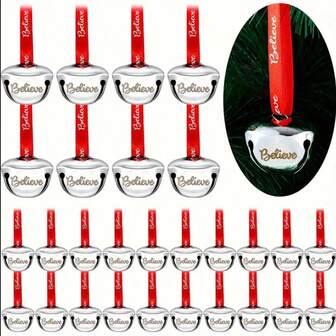 Christmas Faith Bells Decorative Sleigh Bells With Red Ribbon, Mini Bells For Christmas Tree, Wedding, Wreath, And Holiday Party