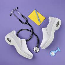 Zapatos de enfermería para mujeres, de fácil deslizamiento, ligeros, antideslizantes, cómodos, resistentes al agua y aptos para el trabajo en servicios de alimentación - Blanco - Ver 7