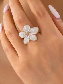 1 pieza Anillo de flor esmaltado ajustable para mujer, de moda y elegante, adecuado para uso diario - flores - Ver 14
