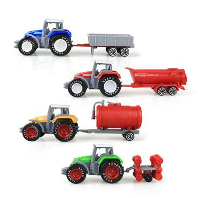 Juego de 4 en 1 de juguetes de tractor, modelo de vehículo de simulación, mini camiones de granja, modelo de coche, juguetes para niños, regalo de vacaciones, cumpleaños y Navidad para niños y niños