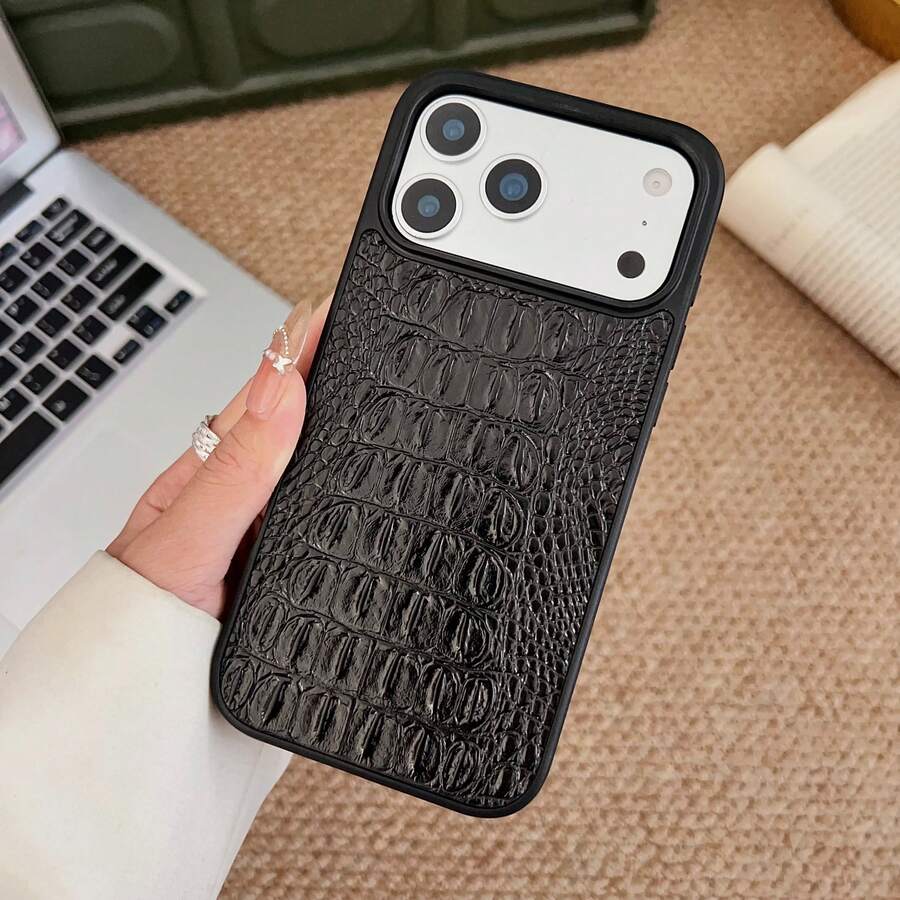 Compatible With IPhone 17Promax 17Pro 17 Air Luxury Premium Genuine-Like Crocodile Texture PU Leather Phone Case Compatible With Samsung Galaxy S25Ultra S24Ultra S23Ultra - Full Body Shockproof Cover