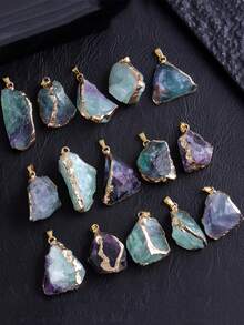 1/3/5pcs Natural Raw Quartz Crystal Pendants With Gold-Tone Setting, Unisex DIY Jewelry Making For Birthdays, Anniversaries, Housewarming Gifts