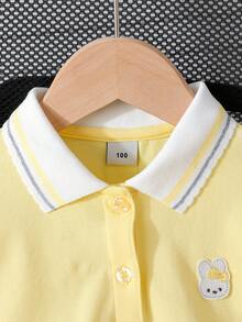 Girls' New Style Short Sleeve Polo Shirt Undershirt - Yellow - View 3