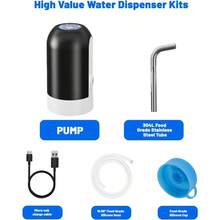 WSXC Water Dispenser For 5 Gallon Bottle Portable USB Charging Electric Water Pump Drinking Water Jug Pump For Home Kitchen Living Room Office Camping Universal For 3-5 Gallon Black - màu đen - Xem 3