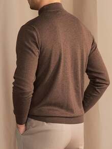 GRDR Men's Solid Color Turtleneck Pullover Sweater, Casual Daily Wear, Autumn/Winter - Brown - View 3