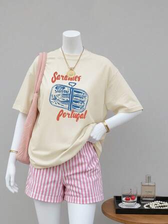 复古鱼纹印花宽松女士短袖夏季连衣裙，适合春节、农历新年、马年、春节、新年快乐、情人节、情人节礼物、送给她的情人节礼物等场合。