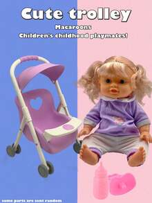 26厘米逼真娃娃，可小便和喝水，带4种音效，包含奶瓶和奶嘴，粉色小床，儿童过家家玩具礼物（服装图案随机） - 粉紅色(衣服印刷圖案隨機發 - 查看 18