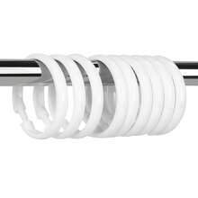 12 Packs Circular Shower Curtain Rings, Plastic Curtain O Rings Hooks For Bathroom, Glide Easily On Bathroom Shower Rod (White),White - White - 查看 1