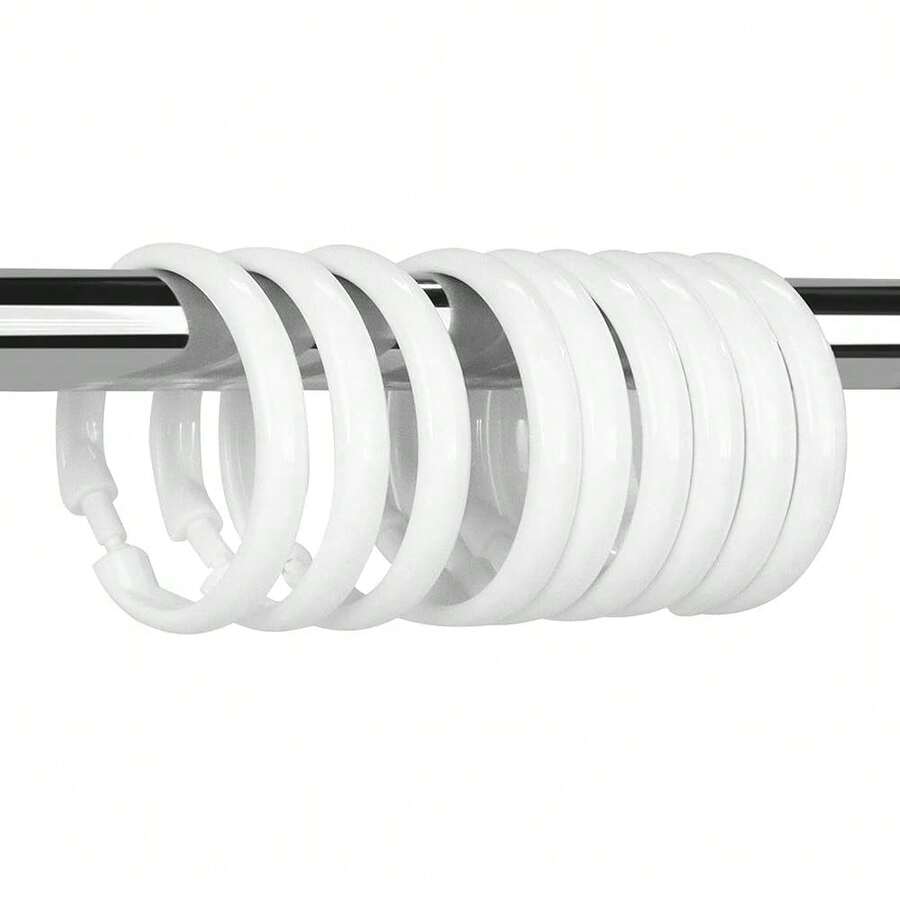 12 Packs Circular Shower Curtain Rings, Plastic Curtain O Rings Hooks For Bathroom, Glide Easily On Bathroom Shower Rod (White),White - White - 查看 1