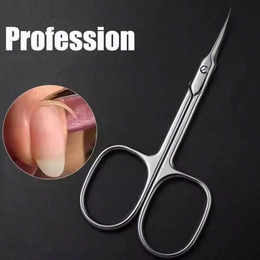 Portable Stainless Steel Keratin Scissors, A Multifunctional Small Scissors With Curved Stainless Steel Blades And Pointed Tips. Practical Tool For Eyebrow, Eyelash, Nail Trimming Care, Nail Trimming, And Dry Skin Care For Trimming Nails - Bạc - Xem 1