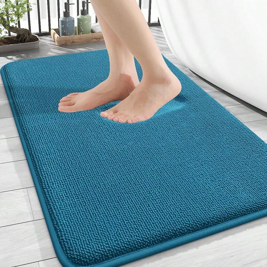 Thick Memory Foam Bath Mat Rug 30x20, Extra Soft Absorbent Bathroom Rug, Quick Dry Bath Mat, Non-Slip, Machine Washable Carpet For Bathroom, Tub And Shower, Home Decor Accessories, Peacock Blue,30inchx20inch,PeacockBlue - 孔雀藍 - 查看 1