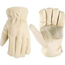 Wells Lamont - Guantes de trabajo de piel para hombre, piel de vacuno de grano, palma reforzada, para construcción, agricultura, ganadería, ajuste ergonómico, pulgar Keystone, muñeca elástica(2X-Large (Pack of 1)) - Multicolor - Ver 1