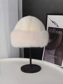 1pc Women's Winter Plush Bucket Hat, Russian Style Furry Winter Bucket Hats,Faux Fur Hat,Women's Fashionable Thick Hat, Winter Warm Hat, Fuzzy Beanie,Can Be Paired With Wool Coat, Winter Clothing Winter Outfits,Warm Ski Snow Hat,Valentine's Day Gifts, New Year Gifts. - Multicolor - View 13