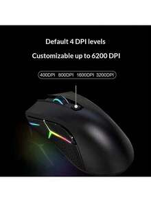 Lenovo HEADSHOT Wired Gaming Mouse With Four Adjustable DPI Settings, 16.8 Million Color RGB Lighting, Skin-Like Coating, PTFE Feet, Suitable For Both Gaming And Office Use. - Black - View 4