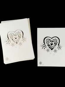 5张镂空心形婚礼桌卡，营造浪漫氛围，可用作婚礼、周年纪念、情人节、派对活动的姓名卡 - 彩色 - 查看 7