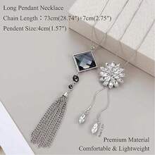 1件/6件套镀银水钻花朵流苏吊坠项链，女士珠宝礼品