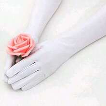 1pc Wedding Ceremony Long Nylon Gloves Party Gloves Sun Protection Gloves, Dance Performance Gloves Autumn Accessories - trắng - Xem 4