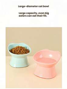 防溢猫碗，北欧风格方形双耳高脚猫碗，宠物用品