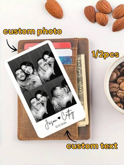 1/2Pcs Custom Couple Wallet Card, Personalized With Your Photo & Message, Pvc Card,Perfect For Valentine's Day Gifts, Romantic Surprises, And Special Memories,Ideal For Anniversaries, Weddings, Birthdays, Christmas, New Year's, And Love Celebrations.