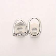 1 pieza Grillz con microincrustaciones de circonita, estilo hip hop chapado en oro de doble diente - Multicolor - Ver 4