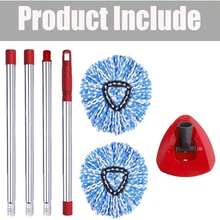 ANREKEYH Spin Mop Head, Base, Handle Replacement For O-Ceda EasyWring RinseClean Microfiber Spin Mops, 2 Microfiber Mop Refills, 1 Triangle Head Cover And 30-58in Handle (Blue (2-Tank System)) - ColorA - 查看 7