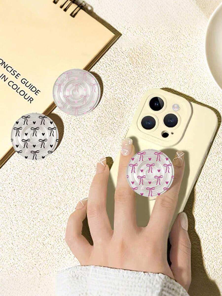 1pc Bow Love Phone Grip Holder, Desktop Support For Lazy People, Simple Anti-Fall Leisure Stand, Retractable And Foldable Mobile Phone Holder, Suitable For Men And Women, Compatible With IPhone And Android Phones, Birthday, Family And Friend Gifts, Mobile Phone Accessories Compatible With IPhone, Android Phone, Gift For Birthday, Family, Friends Gifts Birthday Push-Pull Phone Grip - Multicolor - View 1