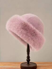 1pc Women's Winter Plush Bucket Hat, Russian Style Furry Winter Bucket Hats,Faux Fur Hat,Women's Fashionable Thick Hat, Winter Warm Hat, Fuzzy Beanie,Can Be Paired With Wool Coat, Winter Clothing Winter Outfits,Warm Ski Snow Hat,Valentine's Day Gifts, New Year Gifts. - Multicolor - View 21