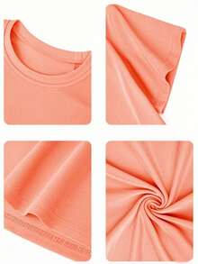 Tween Boys Students Casual Printed Round Neck Short Sleeve T-Shirt, Summer Top - Orange - View 4