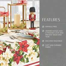 Home Fashions - Mantel de Tela de Pascua roja y Blanca Resistente a Las Arrugas, 60 x 120 Pulgadas, Multicolor(Mantel (1) 304.8 x 152.4 cm (Rectangular)) - Multicolor - Ver 3
