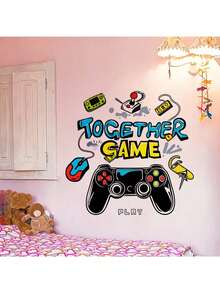 Creative Game Console Decorative Sticker (English) PVC Sticker Removable Self-Adhesive Easy-Tear Sticker Home Decor To Brighten Your Life Holiday Decorations Birthday And Graduation Gifts - Multicolor - View 5