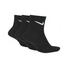 Nike Logo 运动高帮袜，训练健身中筒袜，男女通用，白色，多双装 - 黑色 - 查看 3