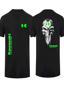 Men Women T Shirt Casual Kawasaki Racing Tshirt Team Demon Claw T-Shirt Graphic Oversized Sports Tops Breathable Streetwear - 黑色 - 查看 1