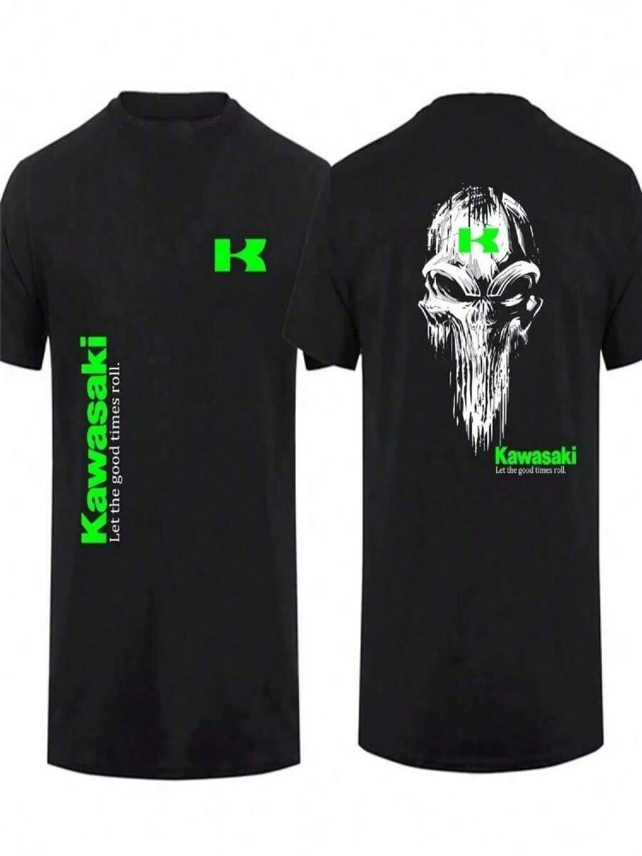 Men Women T Shirt Casual Kawasaki Racing Tshirt Team Demon Claw T-Shirt Graphic Oversized Sports Tops Breathable Streetwear - 黑色 - 查看 1