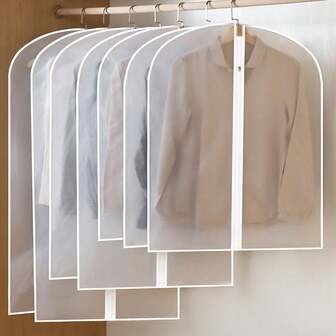 1/5 Piece Transparent Garment Bag, Suit Dust Bag, Hanging Clothing Storage Bag, Suitable For Shirts, Suits, Dresses, Coats, Portable Dustproof Garment Bags, Bedroom, Wardrobe, Closet, Home, Dormitory, And Household Storage Bags.