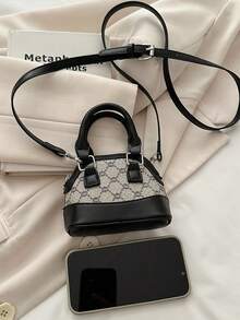 Mini Handbag, New Rhombus Color Block Retro Shell Shaped Shoulder Bag ...