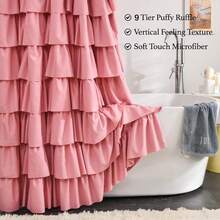 Ruffle Shower Curtain,72-Inches Long,Ruffled Bathroom Curtains For The Farm House,Boho Décor Textured,(Blush Pink,72inch X 72inch),72inchWx72inchL(Packof1),BlushPink - 腮紅粉色 - 查看 4