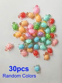 30-Pack Glow-In-The-Dark Mini Resin Turtle Statues, Cute Little Turtles Loose Set For Ocean-Themed Party Decorations & DIY Garden Micro-Landscape Bead Crafts In Random Colors - Multicolor - View 9