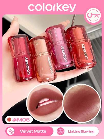 Brillo de labios de terciopelo cremoso COLORKEY, fórmula de alta pigmentación y larga duración, ayuda a reducir las líneas finas, maquillaje y cuidado de la piel de los labios, adecuado para otoño/invierno, moda retro Y2K, excelente para cumpleaños, fiestas, novias de boda, Día de San Valentín