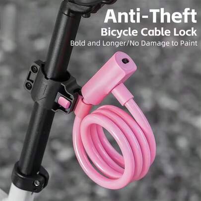 1pc Portable Bike Lock With Keys - Durable ABS/Iron Cable, Includes Mounting Bracket For Mountain Bike And Road Bike, Ideal For Outdoor Security