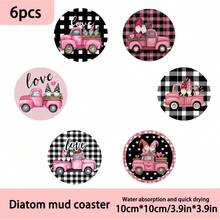 4pcs/6pcs/300pcs Valentine's Day Dwarf And Heart-Shaped Flower Pattern Coffee Coasters For Cars, Coffee Coasters, Multi-Occasion Decorations For Homes And Restaurants, Daily Gifts, Table Decorations, Daily Decorations, Theme Party Decorations - Multicolor - View 11