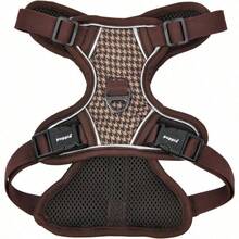 YPuppia Conall Arnes para Perro con diseño de Pata de Gallo en H Resistente Ajustable Cuello y Pecho Reflectante para Perros pequeños y medianos Negro Talla S - Pequeño+Marrón - Ver 3