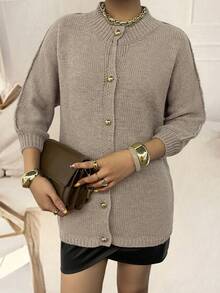 Noua toamnă și iarnă, la modă, pentru femei, cu design cu margini osoase, cu un singur piept, cu gât rotund, ocazional, pulover cardigan, topuri cu mânecă lungă