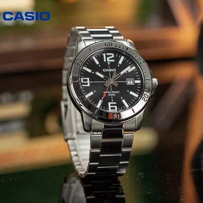  Đồng hồ Casio Enticer Marlin Series - Dây đeo bằng thép không gỉ, thiết kế thể thao chống nước thời trang, mặt số analog cổ điển chắc chắn.