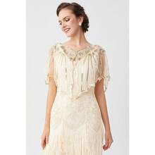 Shawl Wraps Sequin Beaded Evening Cape Bridal Shawl - Beige-3 - View 2