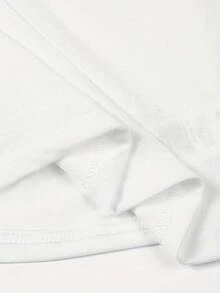Camiseta de manga corta con cuello redondo estilo Y2K para mujer - estampado audaz con la palabra "forKARMA", diseño en contraste blanco y negro, top casual lavable a máquina para primavera y verano. GG2T - Blanco - Ver 6